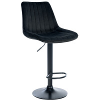 Barhocker RIO - Schwarz, Samt, Schwarz | Barhocker mit Lehne