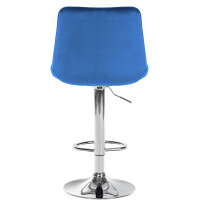Barhocker RIO - Blau, Samt, Chrom | Barhocker mit Lehne 4