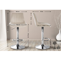 Barhocker RIO - Creme, Samt, Chrom | Barhocker mit Lehne 2