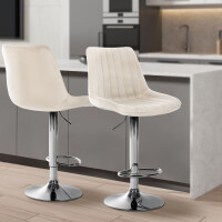 Barhocker RIO - Creme, Samt, Chrom | Barhocker mit Lehne 7