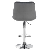 Barhocker RIO - Dunkelgrau, Samt, Chrom | Barhocker mit Lehn