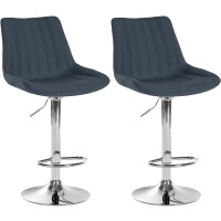 Barhocker 2er Set RIO - Dunkelgrau, Stoff, Chrom |...