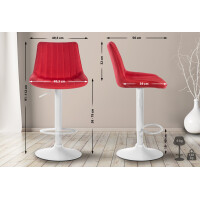 Barhocker 2er Set RIO - Rot, Stoff, Weiß | Barhocker m