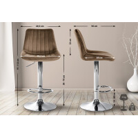 Barhocker 2er Set RIO - Braun, Samt, Chrom | Barhocker mit L