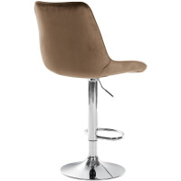 Barhocker 2er Set RIO - Braun, Samt, Chrom | Barhocker mit L