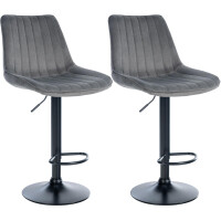 Barhocker 2er Set RIO - Dunkelgrau, Samt, Schwarz |...