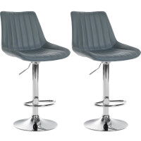 Barhocker 2er Set RIO - Grau, Kunstleder, Chrom |...