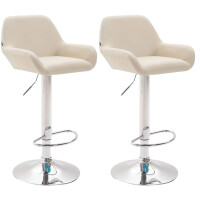 Barhocker 2er Set DUBLIN - Creme, Kunstleder, Chrom |...
