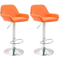 Barhocker 2er Set DUBLIN - Orange, Kunstleder, Chrom |...