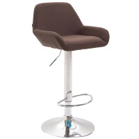 Barhocker DUBLIN - Braun, Stoff, Chrom | Barhocker mit Lehne