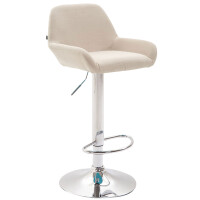 Barhocker DUBLIN - Creme, Stoff, Chrom | Barhocker mit Lehne