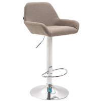 Barhocker DUBLIN - Taupe, Stoff, Chrom | Barhocker mit Lehne