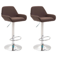 Barhocker 2er Set DUBLIN - Braun, Stoff, Chrom |...