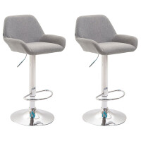 Barhocker 2er Set DUBLIN - Grau, Stoff, Chrom | Barhocker...