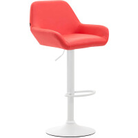 Barhocker DUBLIN - Rot, Kunstleder, Wei&szlig; |...