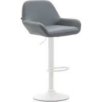 Barhocker DUBLIN - Grau, Kunstleder, Wei&szlig; |...