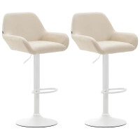 Barhocker 2er Set DUBLIN - Creme, Kunstleder,...