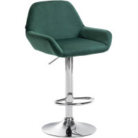 Barhocker DUBLIN - Dunkelgr&uuml;n, Samt, Chrom |...