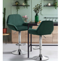 Barhocker DUBLIN - Dunkelgrün, Samt, Chrom | Barhocker 