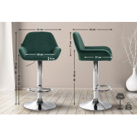 Barhocker DUBLIN - Dunkelgrün, Samt, Chrom | Barhocker 