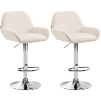 Barhocker 2er Set DUBLIN - Creme, Samt, Chrom | Barhocker...