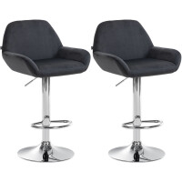 Barhocker 2er Set DUBLIN - Schwarz, Samt, Chrom |...