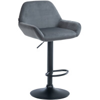 Barhocker DUBLIN - Dunkelgrau, Samt, Schwarz | Barhocker...