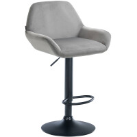 Barhocker DUBLIN - Grau, Samt, Schwarz | Barhocker mit Lehne