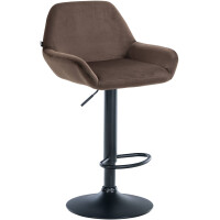 Barhocker DUBLIN - Braun, Samt, Schwarz | Barhocker mit...