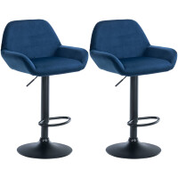 Barhocker 2er Set DUBLIN - Blau, Samt, Schwarz |...