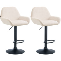 Barhocker 2er Set DUBLIN - Creme, Samt, Schwarz |...