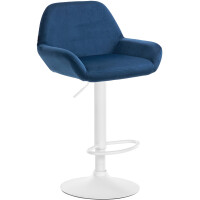 Barhocker DUBLIN - Blau, Samt, Wei&szlig; | Barhocker...
