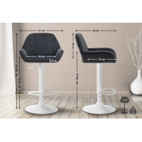Barhocker 2er Set DUBLIN - Schwarz, Samt, Weiß | Barho