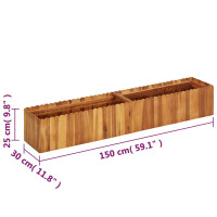 Hochbeet aus Holz JONA | 150x30x25cm, Akazienholz 6