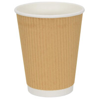 Gewellte Pappbecher Braun 1000 Stück Mit Deckel - 300ml