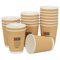 Gewellte Pappbecher Braun 1000 Stück Mit Deckel - 300ml