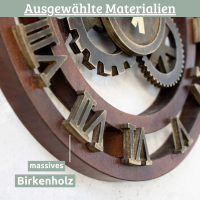 Wanduhr „Zahnrad“ aus Birkenholz 4