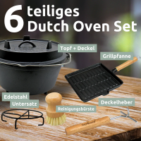 Dutch Oven 9Liter mit Zubehör | inkl. Pfanne, Topfst&au