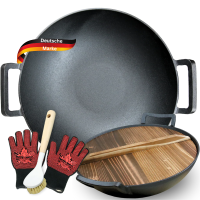 Wok aus Gusseisen Ø 36 cm I abgeflachter Boden 7