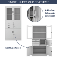 Aktenschrank mit Schubladen und Tresor FILIP, 900 x 1850 x 4