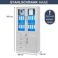 Büroschrank mit Glastüren und Schubladen WIOLA, 90