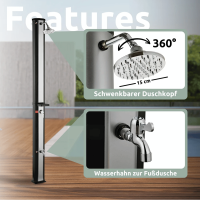 Outdoor Solardusche mit Wasserspeicher für Garten, Pool