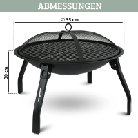 Feuerschale XL I Grillrost + Funkenschutzdeckel I 55 cm Durc