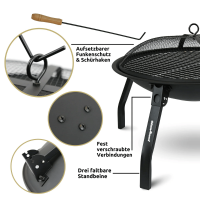 Feuerschale XL I Grillrost + Funkenschutzdeckel I 55 cm Durc