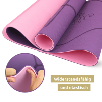 Yogamatte rutschfest TPE I mit Tragegurt und Ausrichtungslin
