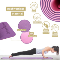 Yogamatte rutschfest TPE I mit Tragegurt und Ausrichtungslin