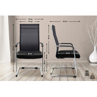Besucherstuhl DAKAR - Kunstleder Schwarz 54x65x107 cm | Besu