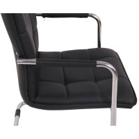 Besucherstuhl TORINO - Kunstleder Schwarz 57x64x89 cm Silber