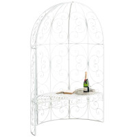 Halbpavillon mit Sitzbank BOSTON - Metall Weiß 120x58x
