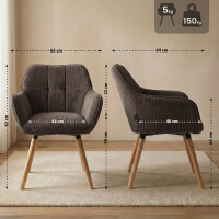 Esszimmerstuhl DUNOR - Cord Blau 65x64x82 cm Braun | Essst&u